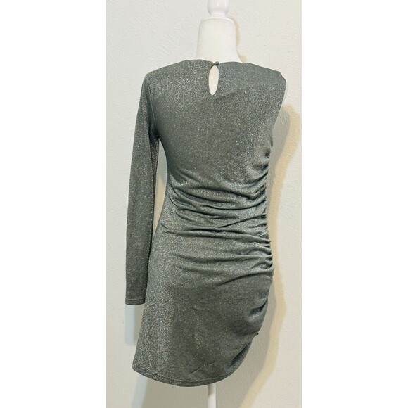 4th & Reckless Size M One Shoulder Ruched Metallic Dress Occasion Flattering - Picture 7 of 14